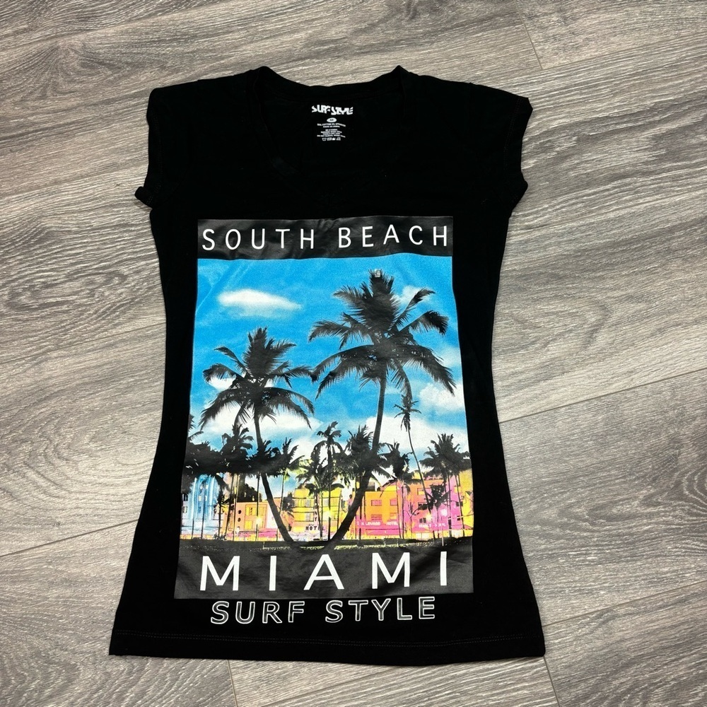 Surf Style Black Miami Graphic Tee